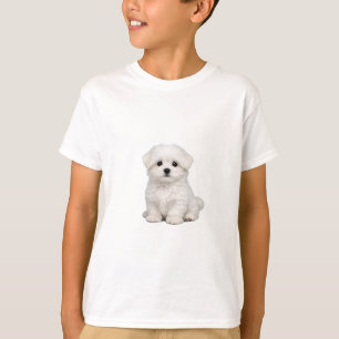 Fluffy White Maltese Puppy Portrait Cute Dog Lover T-Shirt