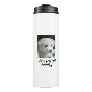 "Fluffy White Puppy Charm" Thermal Tumbler
