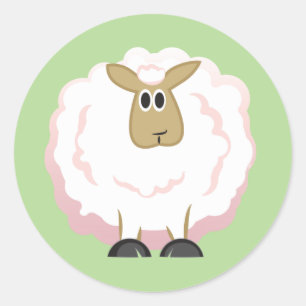 Fluffy White Sheep Classic Round Sticker
