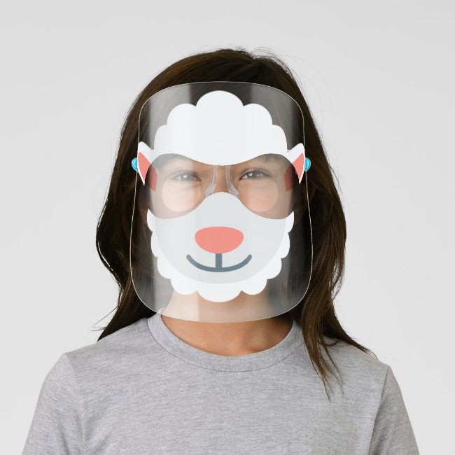 Fluffy White Sheep Design Kids' Face Shield