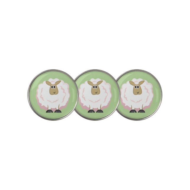 Fluffy White Sheep Golf Ball Marker (3 Up)