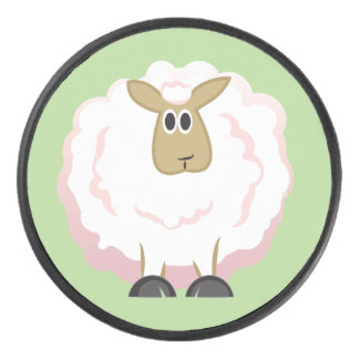 Fluffy White Sheep Hockey Puck