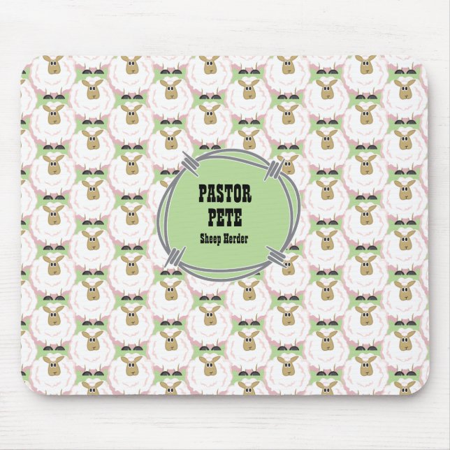 Fluffy White Sheep Mouse Pad (Front)