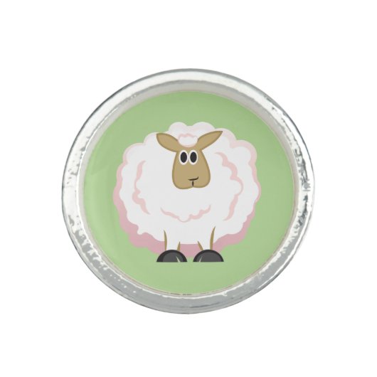 Fluffy White Sheep Ring (Front)