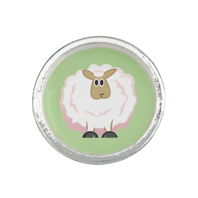 Fluffy White Sheep Ring (Front)