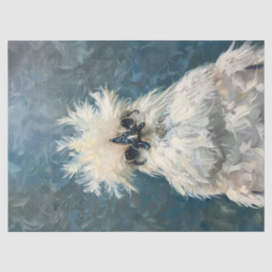 Fluffy White Silkie Chicken Oil Painting Decoupage Tissue Paper