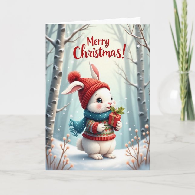 Fluffy Winter Creature Card (Front)