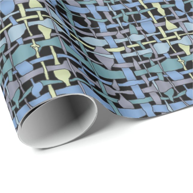 Fluffy Woven Graphic Burlap Blue Wrapping Paper (Roll Corner)
