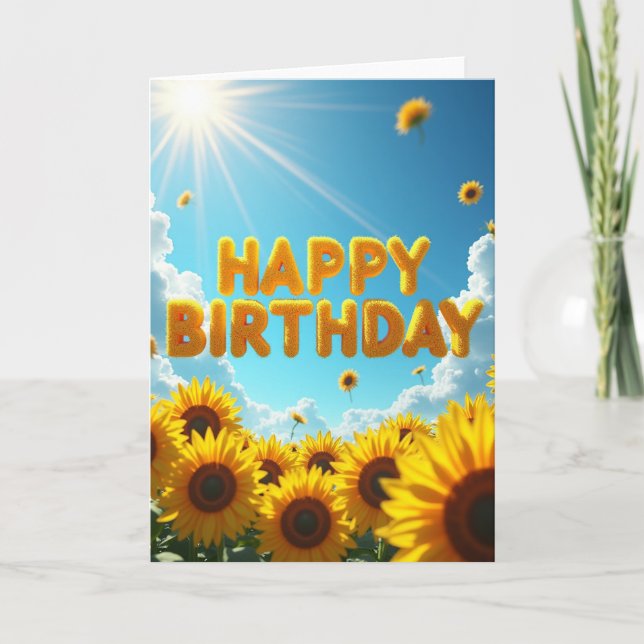 Fluffy Yellow Birthday Card (Front)