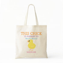 Fluffy Yellow Chick Personalized Allergy Alert Tote Bag