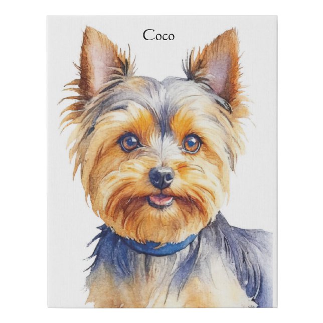 Fluffy Yorkshire Terrier Soft and Gentle Dog Art Faux Canvas Print (Front)