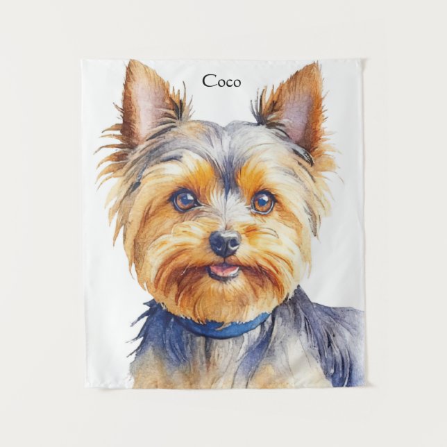 Fluffy Yorkshire Terrier Soft and Gentle Dog Art Tapestry (Front)