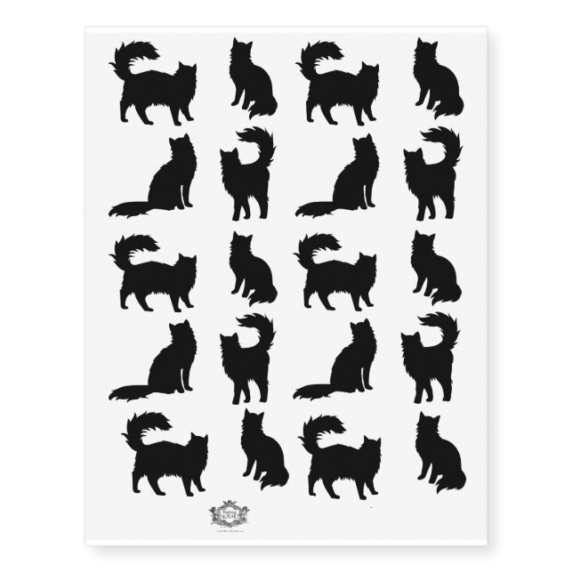 Fluffytails, Cat silhouette Temporary Tattoos (Front)