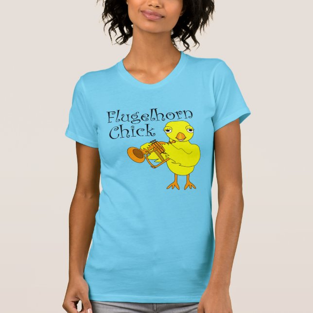 Flugelhorn Chick White Text T-Shirt (Front)