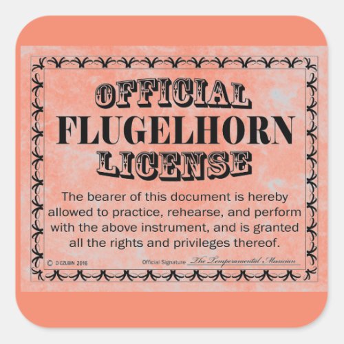 Flugelhorn License Square Sticker