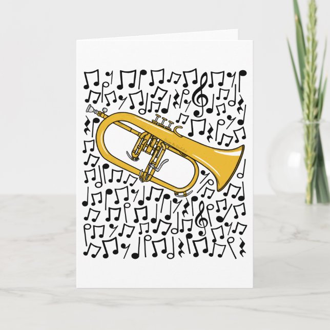 Flugelhorn Musical Notes Hornist Brass Musician (Front)
