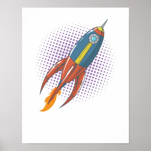 Flugkrper Rakete Weltall Comic Mond Poster