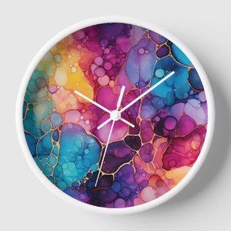 Fluid Abstract Alcohol Ink | Clock
