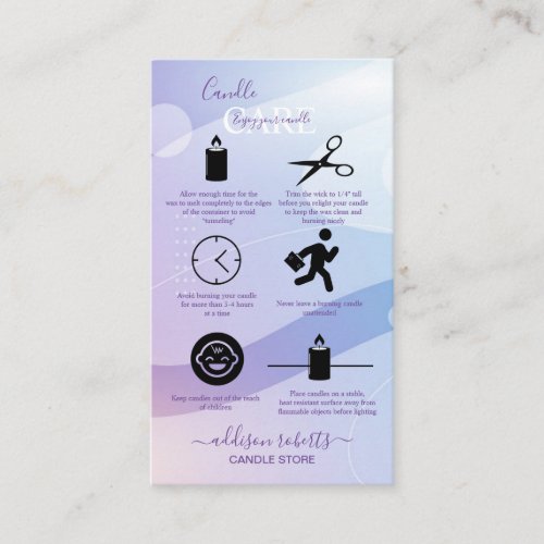Fluid Abstract Background Gradient Candle Care Business Card