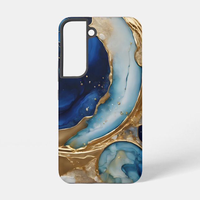 Fluid Abstract Gold-Navy Beach Samsung Galaxy Case (Back)