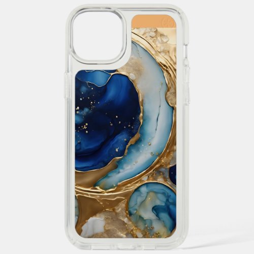 Fluid Abstract Gold_Navy Beach iPhone 15 Plus Case