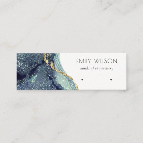 Fluid Abstract Gold Navy Glitter Earring Display Mini Business Card