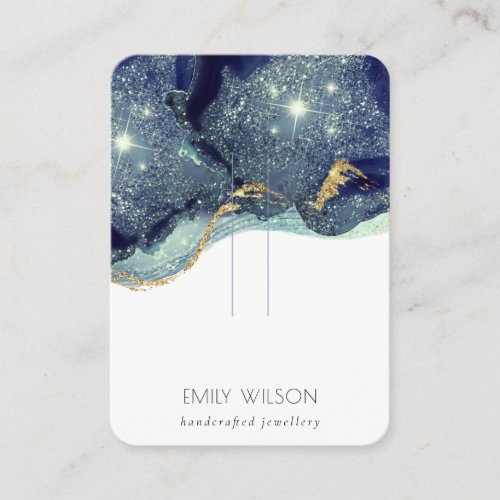 Fluid Abstract Gold Navy Glitter Hairpin Display Business Card