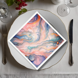 fluid abstract in pastel blues napkins