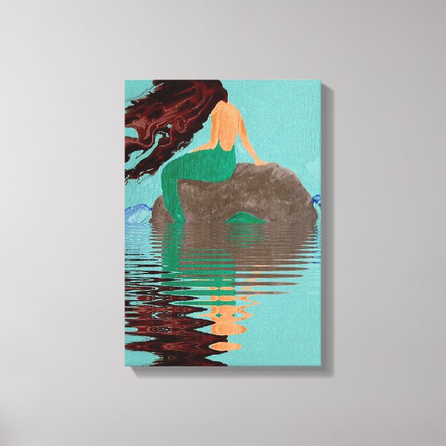 Fluid Abstract Mermaid Rock Water Wrapped Canvas (Front)