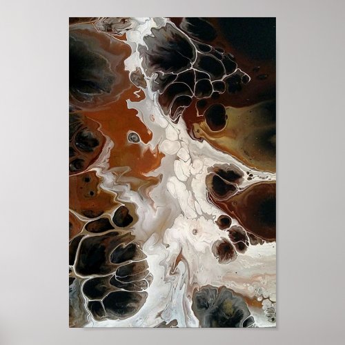 Fluid Acrylic Abstract Painting Brown Neutral Poster