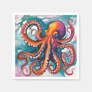 Fluid Art Abstract Octopus Napkins