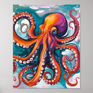Fluid Art Abstract Octopus Poster