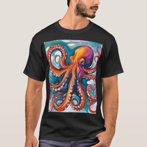 Fluid Art Abstract Octopus T_Shirt