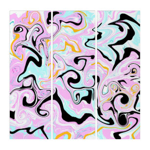 Fluid Art  Cotton Candy Pink, Teal, Black and Gold