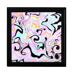 Fluid Art Cotton Candy Pink, Teal, Black and Gold Gift Box