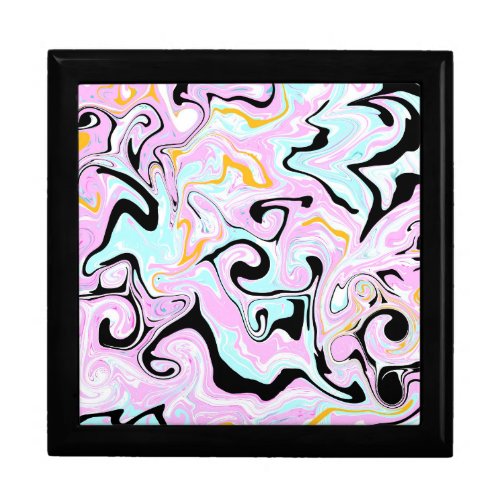 Fluid Art  Cotton Candy Pink Teal Black and Gold Gift Box