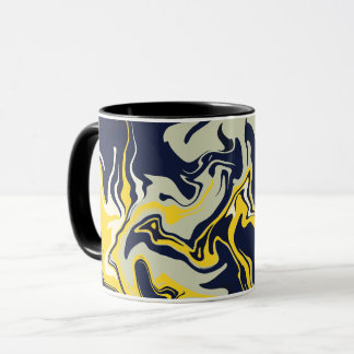 Fluid Art in Light Olive Green, Yellow, & Cream Mug