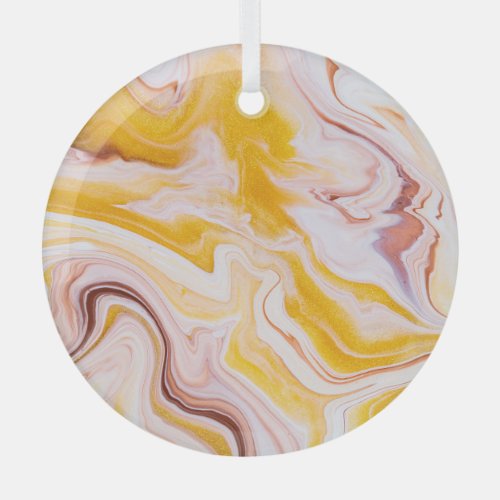 Fluid art iridescent abstract texture glass ornament
