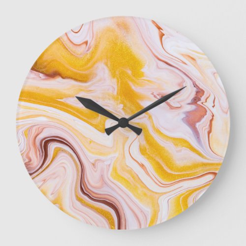 Fluid art iridescent abstract texture large clock