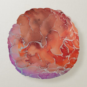 Fluid Art. Modern ?bstract colorful background, wa Round Pillow