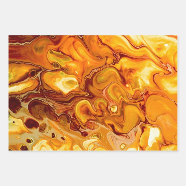 Fluid Art Pour Abstract Wrapping Paper Sheets (Front)