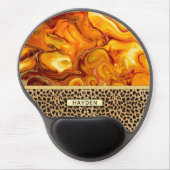 Fluid Art Pour Personalized Leopard Print Gel Mouse Pad (Front)
