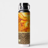 Fluid Art Pour Personalized Leopard Print Water Bottle (Back)