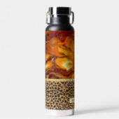 Fluid Art Pour Personalized Leopard Print Water Bottle (Front)