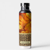 Fluid Art Pour Personalized Leopard Print Water Bottle (Left)