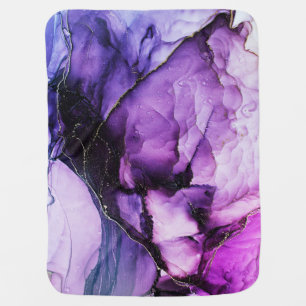 Fluid Art: Purple and Gold Luxury Baby Blanket