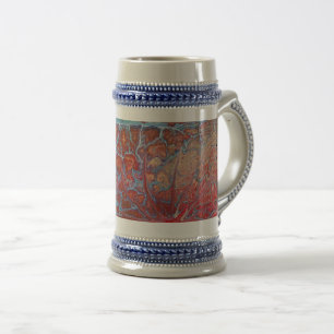 Fluid Art Tall Mug in Blue Red and White