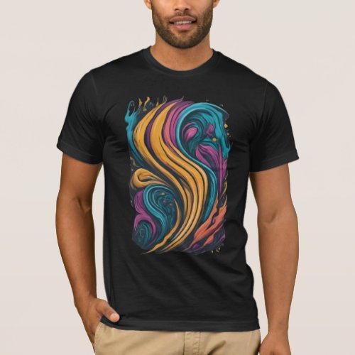 Fluid Artistry Movement in Color Tshirt 