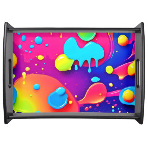 Fluid Color Chaos: Dynamic Digital Artwork Serving Tray
