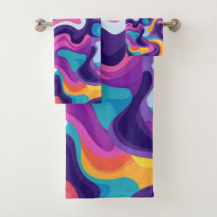 Fluid colors abstract 2 bath towel set